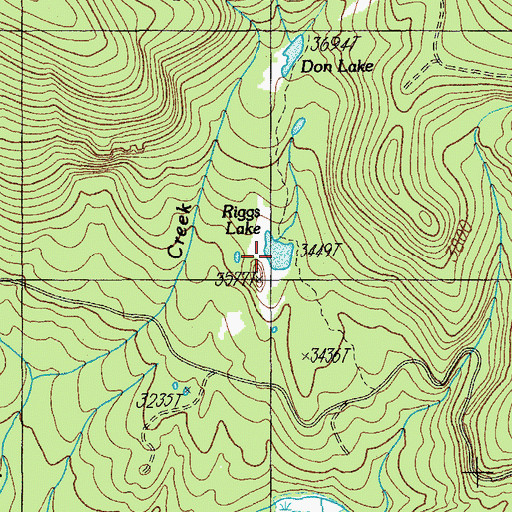Topographic Map of Riggs Lake, OR