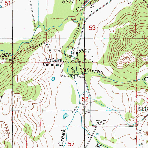 Topographic Map of Perron Creek, OR