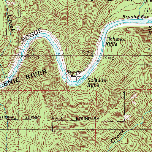 Topographic Map of Solitude Riffle, OR