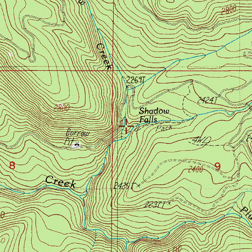 Topographic Map of Shadow Falls, OR