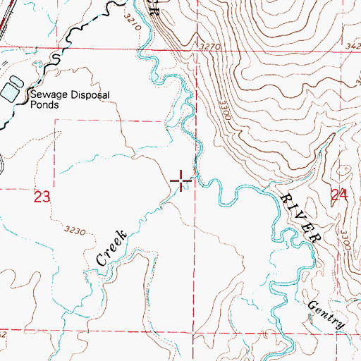 Topographic Map of Warm Springs Creek, OR
