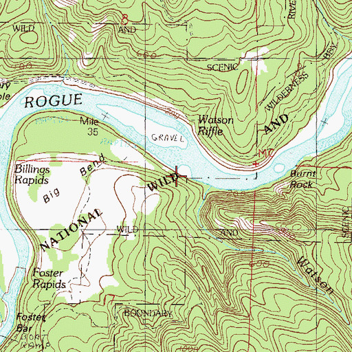 Topographic Map of Watson Riffle, OR