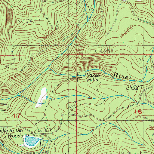 Topographic Map of Yakso Falls, OR
