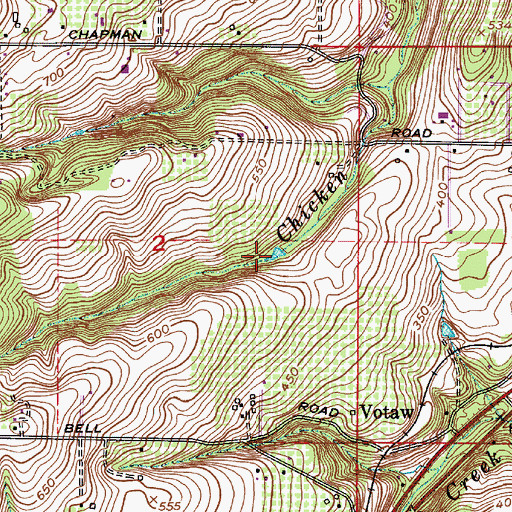Topographic Map of Pamplins Pond, OR