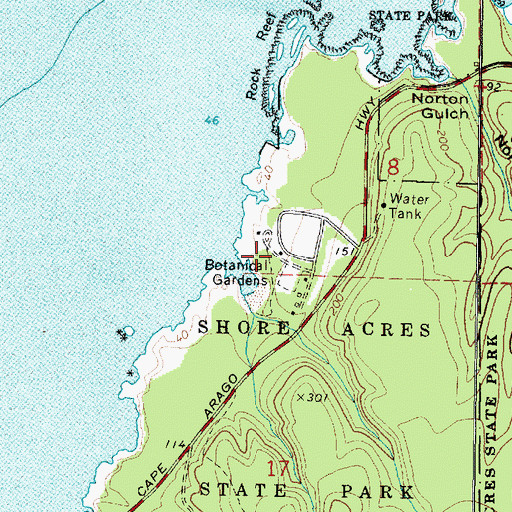 Topographic Map of Shore Acres (historical), OR
