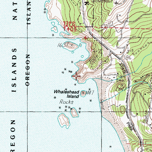 Topographic Map of Whalehead, OR