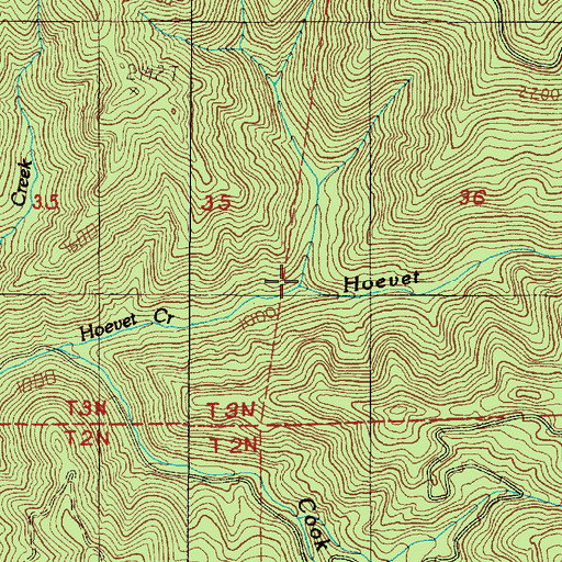 Topographic Map of Forks Creek, OR