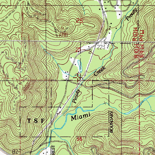 Topographic Map of Prouty Creek, OR