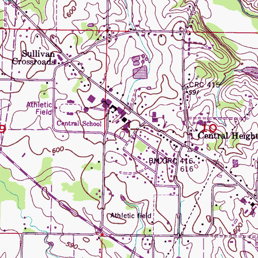 Topographic Map of Central School, AL