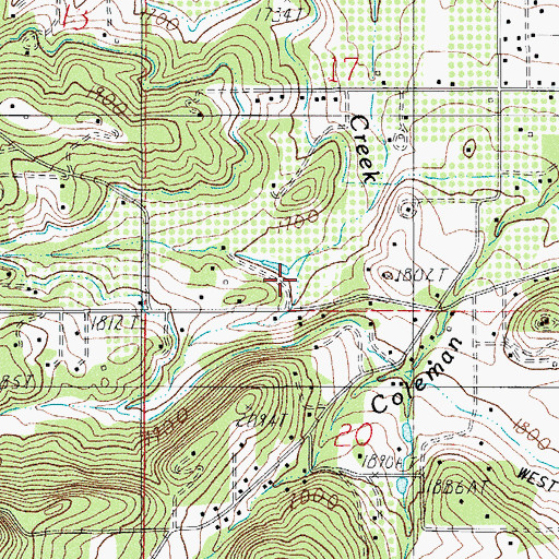 Topographic Map of Mills Creek, OR