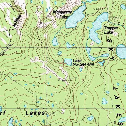 Topographic Map of Lake No-Se-Um, OR