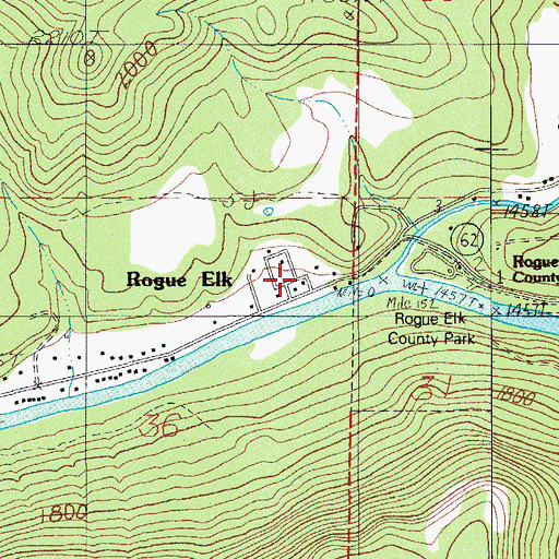 Topographic Map of Rogue Elk, OR