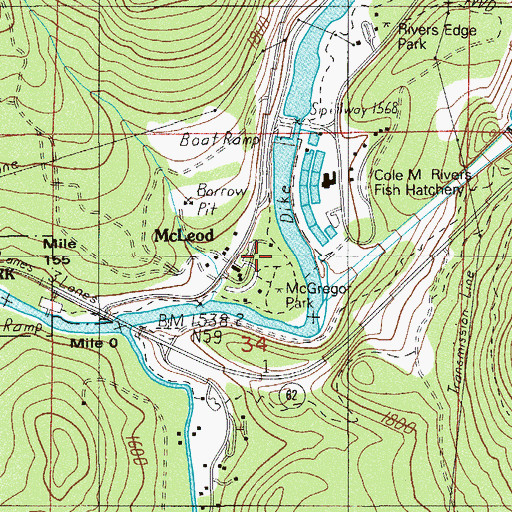 Topographic Map of McGregor Park, OR