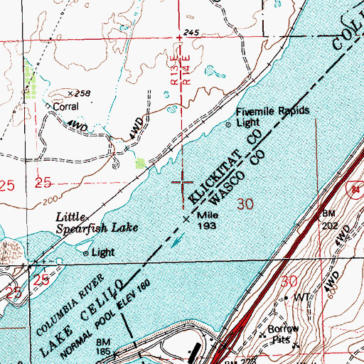 Topographic Map of The Dalles (historical), WA
