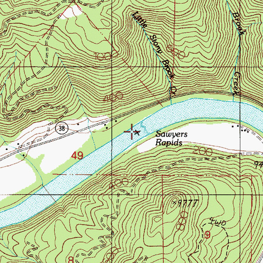 Topographic Map of Sawyers Rapids, OR