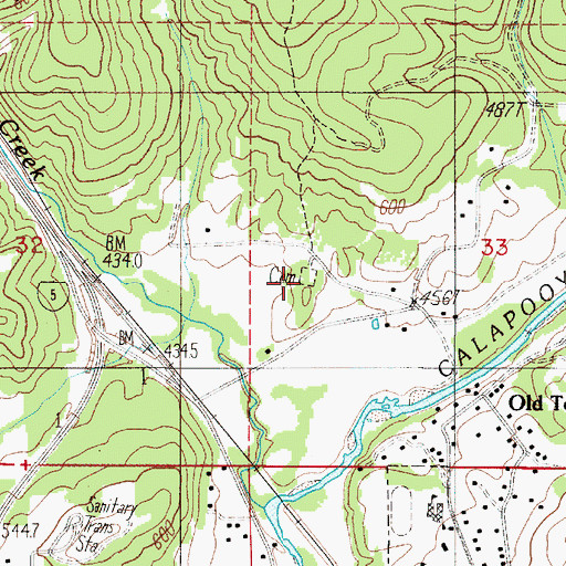 Topographic Map of Oakland Cemetery, OR