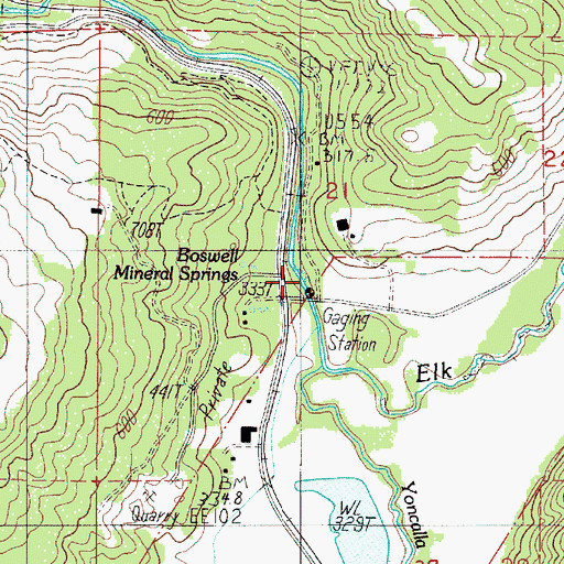 Topographic Map of Boswell Springs, OR