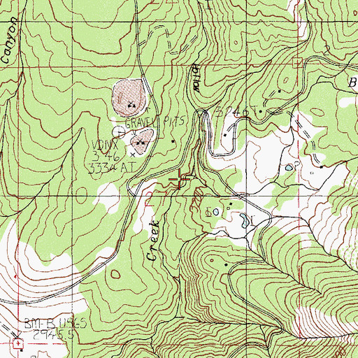 Topographic Map of Babe Creek, OR