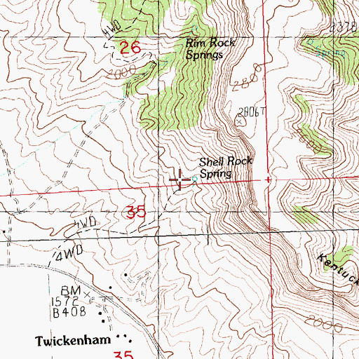 Topographic Map of Shell Rock Spring, OR