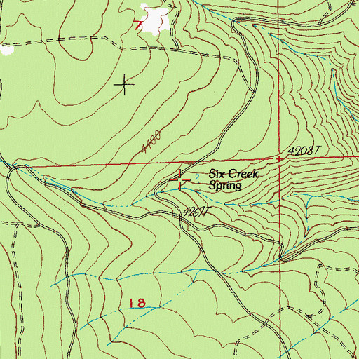 Topographic Map of Six Creek Spring, OR
