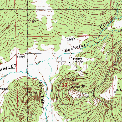Topographic Map of Utley Ranch, OR