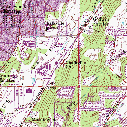 Topographic Map of Chalkville Church, AL