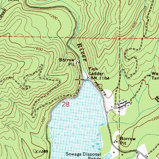 Topographic Map of Valsetz Lake Dam (historical), OR