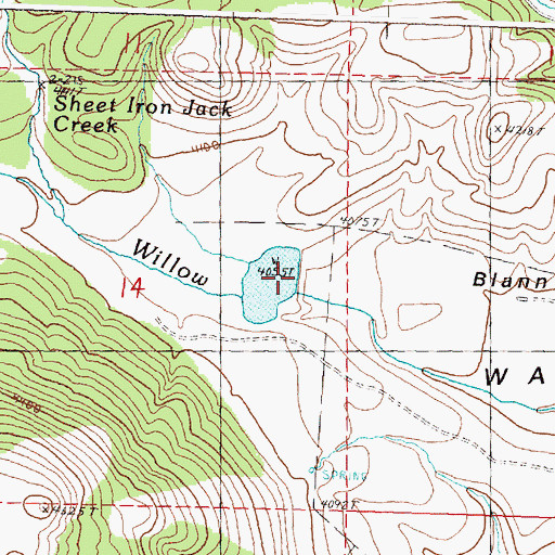 Topographic Map of Blann Meadow Reservoir Dam, OR