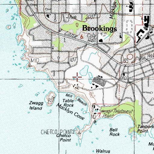 Topographic Map of Brookings Log Pond Dam, OR