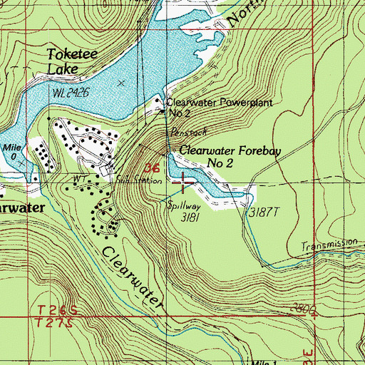Topographic Map of Clearwater Number Two Forebay, OR