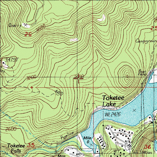 Topographic Map of Toketee Dam, OR