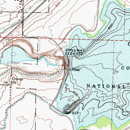 Topographic Map of Cold Springs Dam, OR