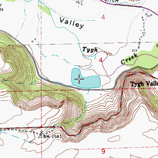 Topographic Map of Tygh Valley Storage Dam, OR