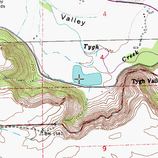 Topographic Map of Tygh Valley Storage Pond, OR