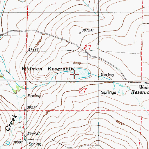 Topographic Map of Widman Reservoir, OR