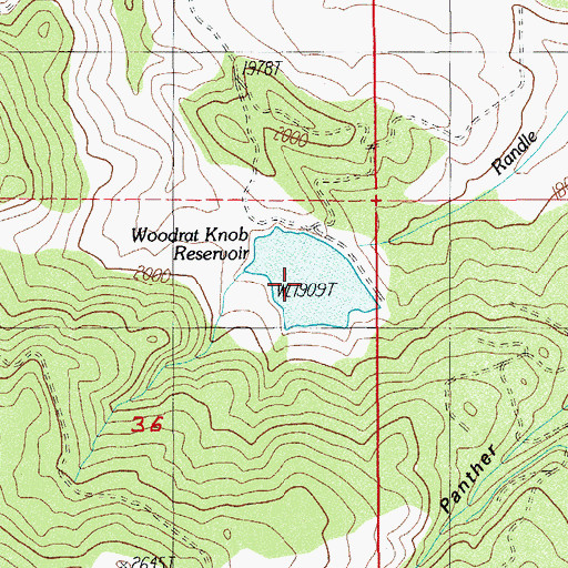 Topographic Map of Woodrat Knob Reservoir, OR