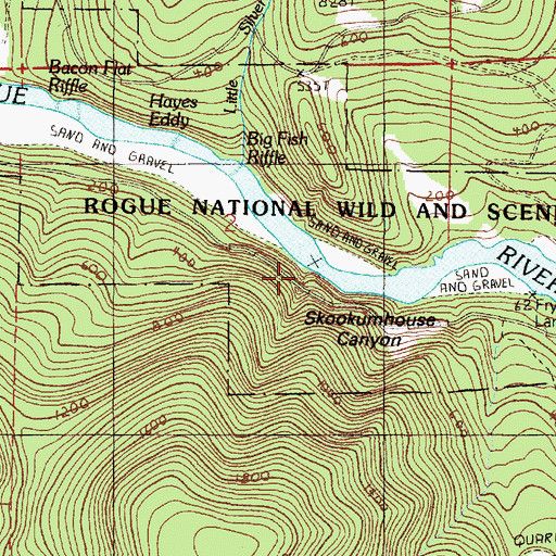 Topographic Map of Skookumhouse Canyon, OR