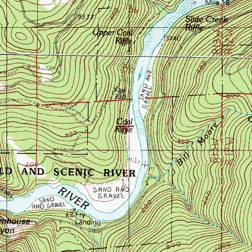 Topographic Map of Coal Riffle, OR