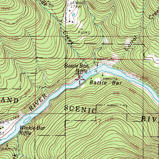 Topographic Map of Battle Bar Riffle, OR