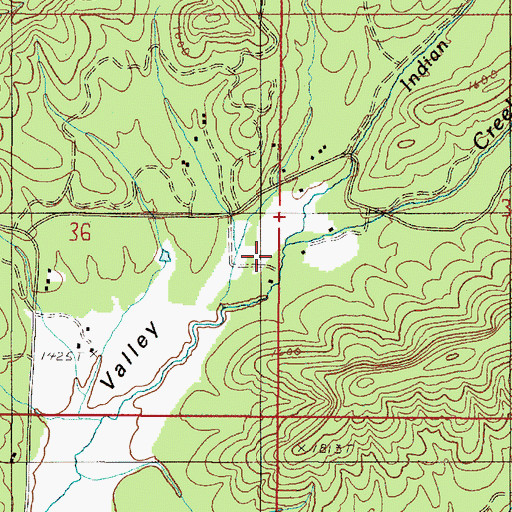 Topographic Map of Indian Creek, OR