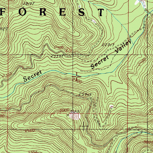 Topographic Map of Secret Valley, OR