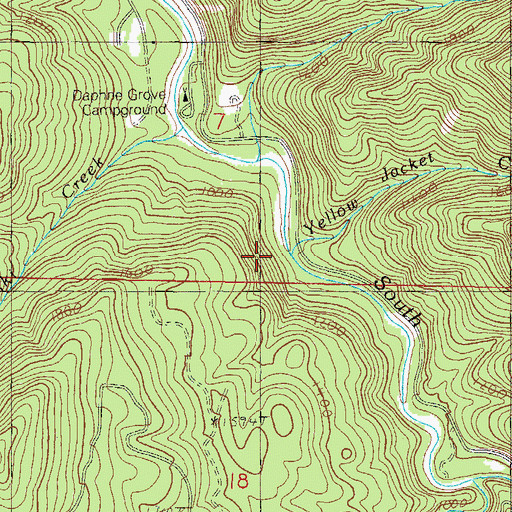 Topographic Map of Yellow Jacket Creek, OR