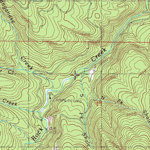 Topographic Map of North Fork Shale Creek, OR