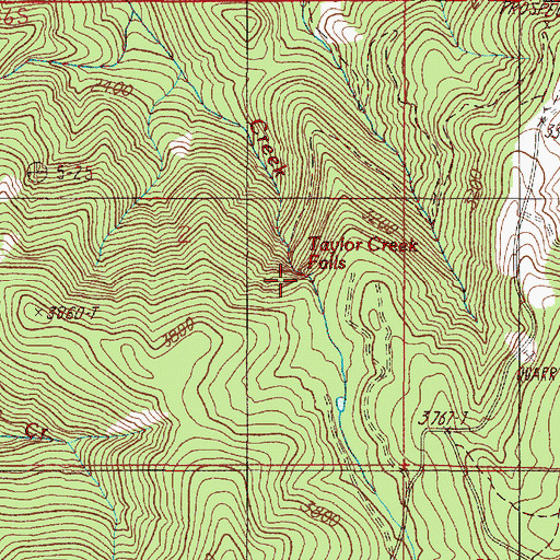 Topographic Map of Taylor Creek Falls, OR