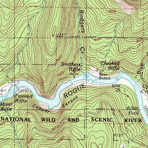 Topographic Map of Smithers Riffle, OR