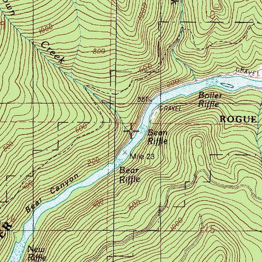 Topographic Map of Bean Riffle, OR