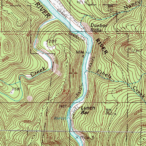 Topographic Map of Ethels Creek, OR