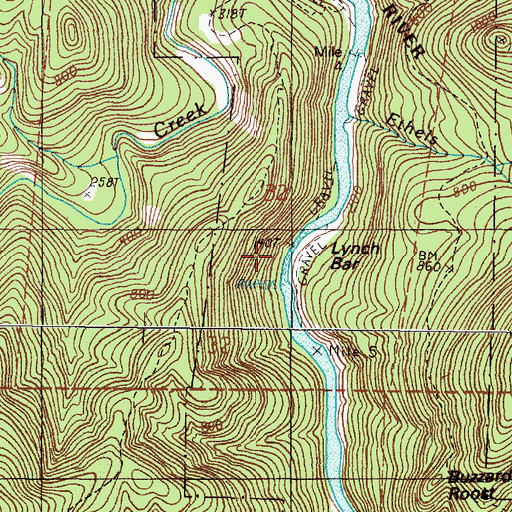 Topographic Map of Lynch Bar, OR