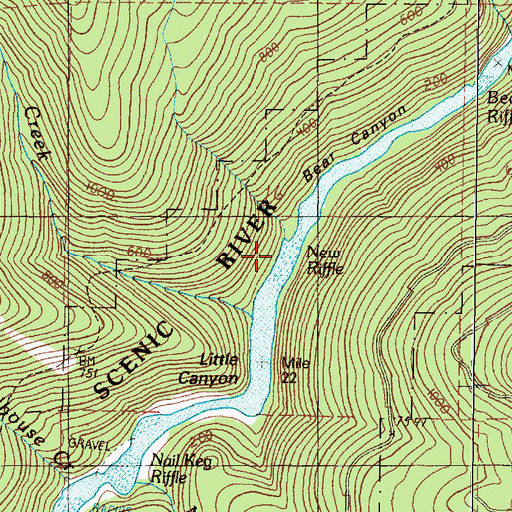 Topographic Map of New Riffle, OR