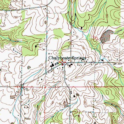 Topographic Map of Chalybeate Springs, AL